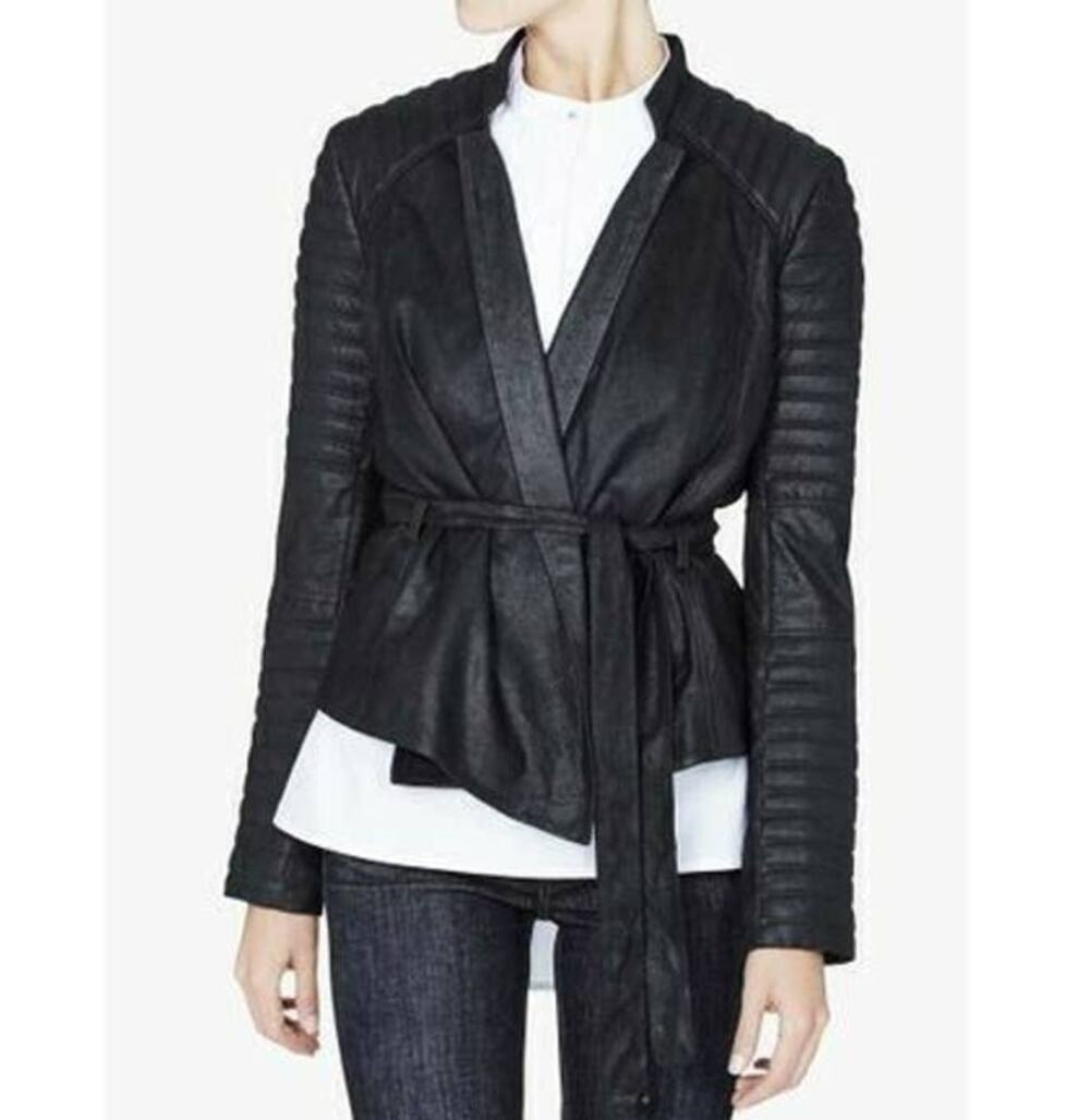 Sass & Bide DONE DAYS METAL MAN Jacket 4 Leather Cardigan Open Quilt Metallic